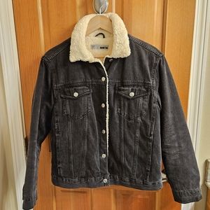 Topshop Denim Jacket With Sherpa Lining